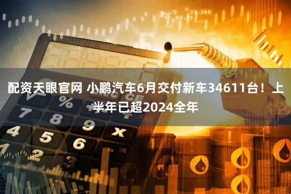 配资天眼官网 小鹏汽车6月交付新车34611台！上半年已超2024全年